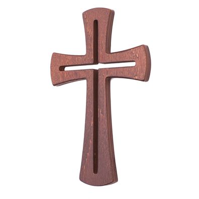 Kreuz Sperrholz Hängekreuz Holzkreuz hängend 18 x 11 x 1 cm modern braun