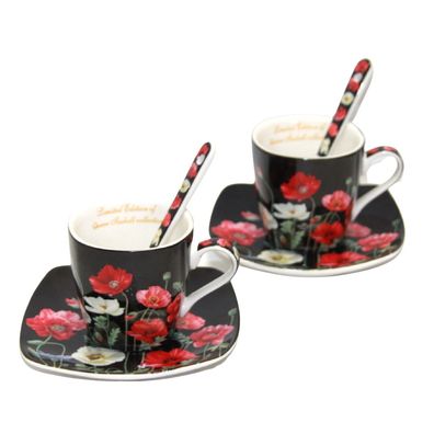 Espressotassen Porzellanset Zwei Kaffeetasse Untertassen Elegant Glanz Genuss