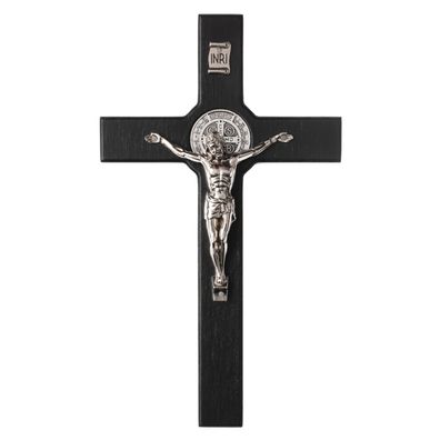 Wandkreuz Hängekreu Kreuz des Heiligen Benedikt mit dem Passionskreuz Schwarz
