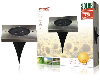 Ranex RA 5000406 LED Solar Grondspot RVS