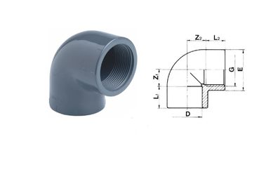 Cepex PVC Winkel Ø 50 mm 90° mit 1,5" Innengewinde PVC Klebewinkel