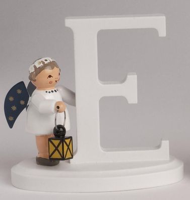 Miniaturfigur Engel mit Buchstabe "E" BxTxH= 7x4x7cm NEU Holzfigur Winter