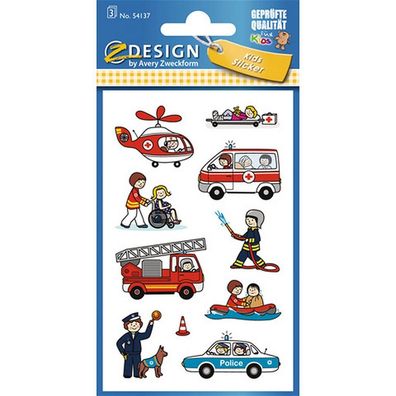 Avery AV 54137 Z Design Kids Stickers Hulpdiensten 3 Vel