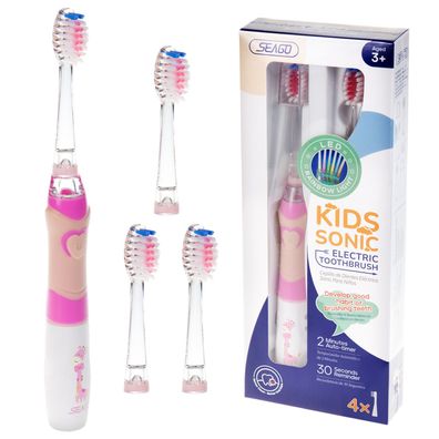 Elektrische Zahnbürsten Zahnpflege für Kinder mit 3 Aufsätze SEAGO