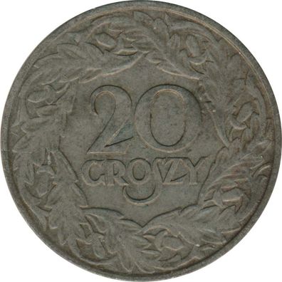 Polen 20 Groszy 1923 Adler Zink*