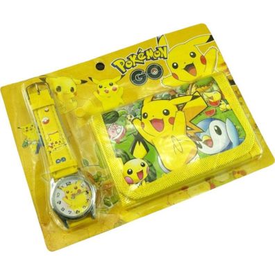 Pikachu Kinder Armband Uhr & Geldbörse Set 3 - Pokemon Pokeball Spielzeug Poke Bälle