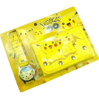 Pikachu Kinder Armband Uhr & Geldbörse Set 4 - Pokemon Pokeball Spielzeug Poke Bälle