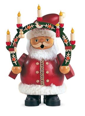 Räucherfigur Räuchermann klein Weihnachtsmann mit Kerzenbogen (BxH):12x16cm NEU