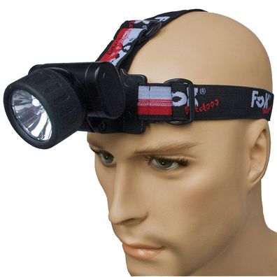 Fox Outdoor Stirnlampe, Kopflampe 3 LED, Krypton Birne, verstellbares Kopfband