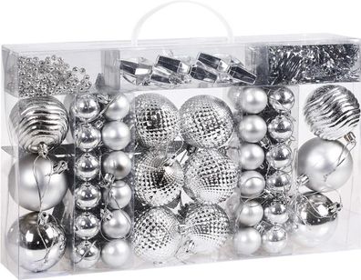 Kerstboom decoraties Set van 66 zilver