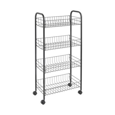 Metaltex Ascona Trolly met Wielen + 4 Manden 41x23x84 cm Mat Zwart/ Metaal