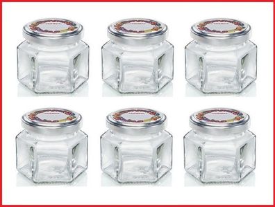 Leifheit 3209 Jampot Zeshoekig 106 ml Glas/ Zilver (set van 6 stuks)