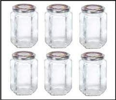 Leifheit 3211 Jampot Zeshoekig 770ml Glas/ Zilver (set van 6 stuks)