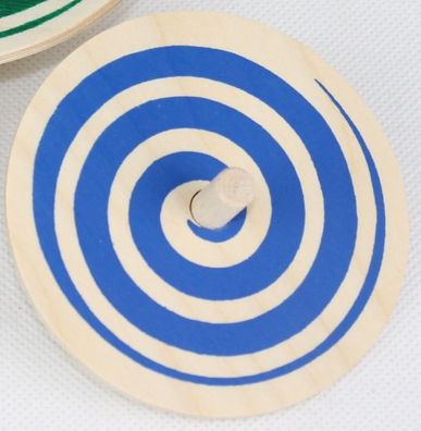 Holzspielzeug Spiralkreisel Blau Ø 8cm H 3,4cm NEU Holzspiel Geduldsspiel