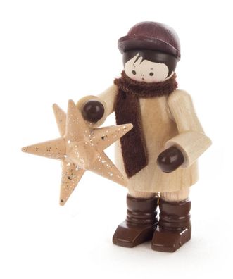 Miniatur Mann mit Stern H: 6cm NEU Holzfigur Holzminiatur Weihnachten