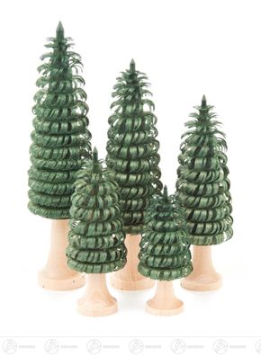 Ringelbäume mit Stamm grün (5) Höhe = 5/6,5/8/9,5/11 cm NEU Erzgebirge Holzbaum