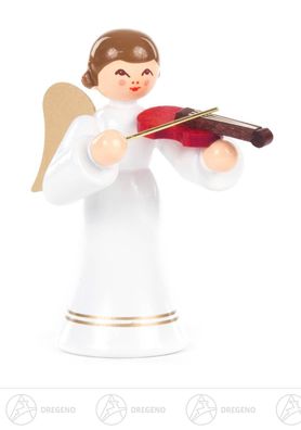 Engel mit Geige, langer Rock, farbig H=ca 5 cm NEU Weihnachtsfigur Holzfigur