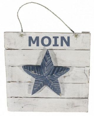 Holzschild "MOIN" mit Seestern