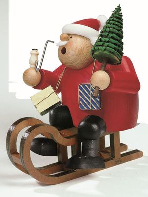 Räuchermann Weihnachtmann auf Schlitten BxTxH= 13x15x18cm NEU Rauchen Rauchfigur