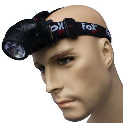 Fox Outdoor Stirnlampe, Kopflampe 3 Schaltfunktionen, verstellbares Kopfband