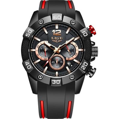 S-Watchmaker Schwarz-Orange Uhr - Sportliche Chronograph mit großem Zifferblatt