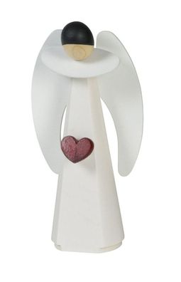 Holzfigur Engel mit Herz weiß BxTxH= 5,5x3x11cm NEU Miniatur Figuren Seiffen