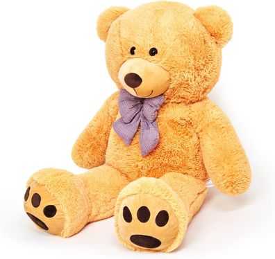 Lumaland Teddybär XXL mit Kulleraugen 120cm Jumbo-Kuschelbär Plüsch hellbraun