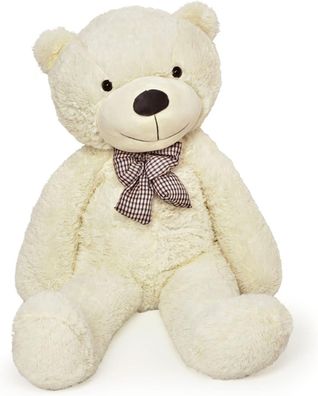 Lumaland Teddybär XXL mit Knopfaugen 120cm Jumbo-Kuschelbär Plüsch beige