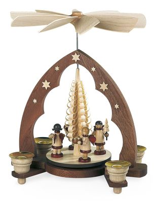 Tischpyramide Geschenkeengel Spitzbogen Spanbaum 1-stöckig natur für Kerzen