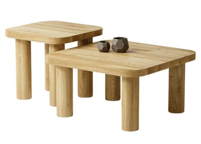 Couchtisch - SET aus massivem Eichenholz zwei Tische stabil & modern