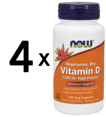 4 x Vitamin D, 1000 IU Vegetarian - Dry - 120 vcaps