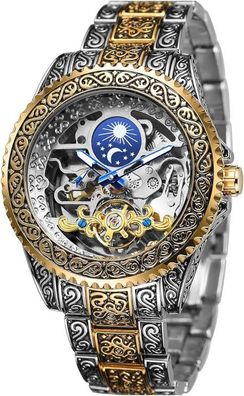 Limitierte Auflage - Forsining Luxus Armbanduhr aus Mondphase Stahl in Gold-Silber