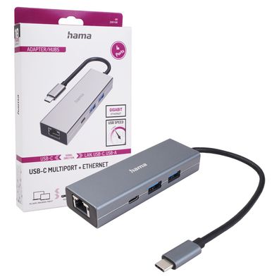 Hama USB-C USB-Hub Type-C 3.2 Verteiler Ethernet Adapter USB-A USB-C Port LAN