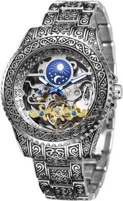 Limitierte Auflage - Forsining Luxus Armbanduhr aus Mondphase Stahl in Silber