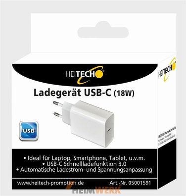 18W Ladegerät USB-C Schnellladefunktion 3.0 Weiß