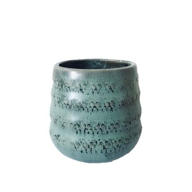 Keramik Vase Übertopf Korallenriff in Grün 9,5x9,5cm