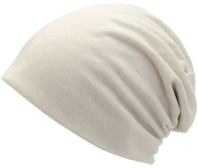 Beige Jersey Chemomütze - Rutschfeste Atmungsaktive Beanie Mütze - Kopfbedeckung