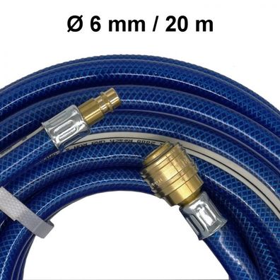 Garditech PVC Druckluftschlauch Garnitur DGS Schnellkupplung Ø 6 mm 20 Meter