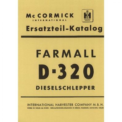 McCormick Ersatzteilliste Dieselschlepper Farmall D320-Traktor Ersatzteilliste