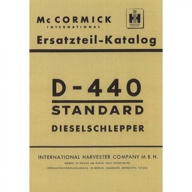 McCormick Ersatzteilliste Dieselschlepper Standard D440-Traktor Ersatzteilliste
