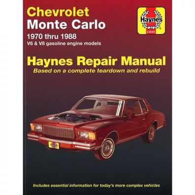 Chevrolet Monte Carlo (1970-1988) V6 V8 Benzin Reparaturanleitung Haynes