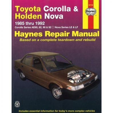 Toyota Corolla Holden Nova 1985-1992 Reparaturanleitung Werkstatthandbuch Haynes