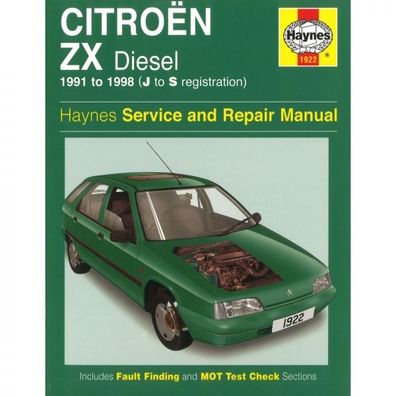 Citroen ZX Diesel 1991-1998 Reparaturanleitung Werkstatthandbuch Haynes