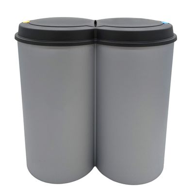 Abfalleimer 2x25 Liter Duo Bin - Farbe: grau mit schwarzem Deckel - Mülleimer XXL