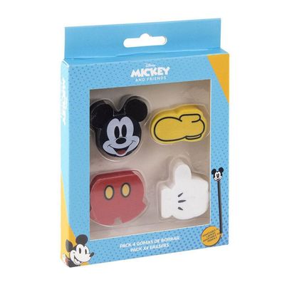 Cerdá - Mickey Mouse Set With 4 Eraser For Kids, School With Motif - Official