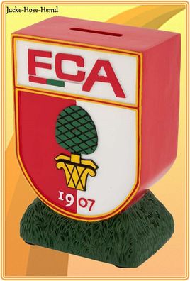 Spardose FC Augsburg Wappen FCA Sparbüchse Logo Gr: 9,5x7x15cm NEU