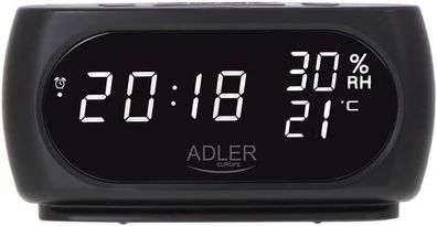 Adler AD 1186 LED Wecker Uhr mit Temperaturanzeige schwarz