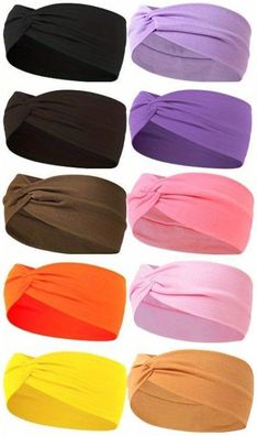 10 Verschiedene Jersey Sport Stirnbänder - Atmungsaktive Rutschfeste Haarbänder
