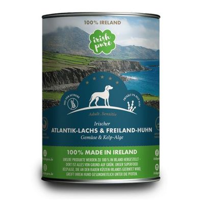 Irish Pure | Irischer Atlantik-Lachs & Freiland-Huhn Gemüse & Kelp-Alge 12 x 390 g