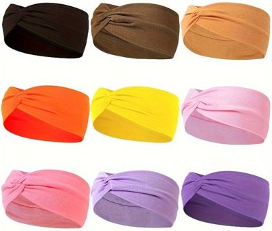9 Verschiedene Jersey Sport Stirnbänder - Atmungsaktive Rutschfeste Haarbänder